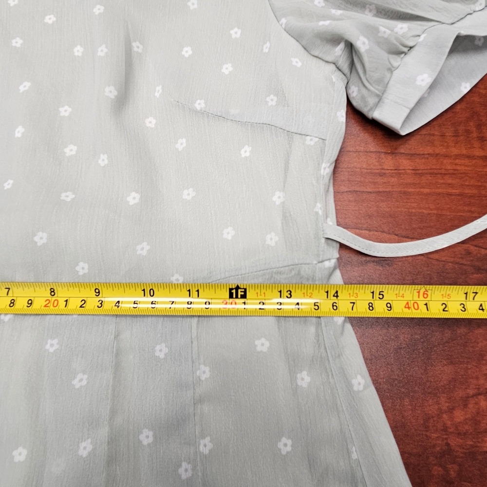 Dazy Soft Sage Green Polka Dot Puff Sleeve Maxi Dress Cottagecore Boho Women's S - Picture 6 of 11